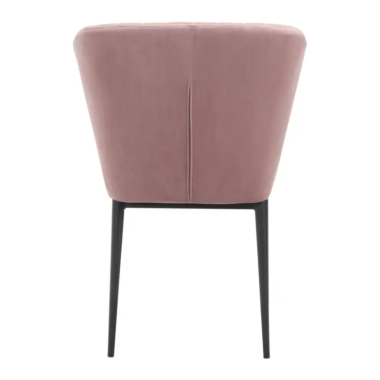 Set of Two Tufted Pink and Black Upholstered Velvet Wing Back Dining Side Chairs