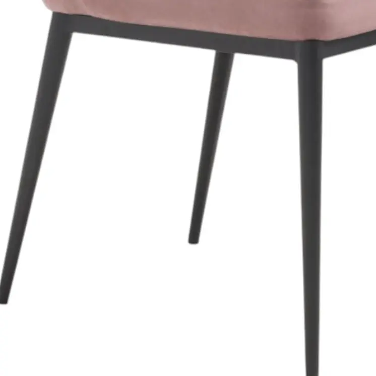 Set of Two Tufted Pink and Black Upholstered Velvet Wing Back Dining Side Chairs