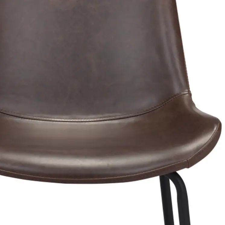 Set of Two Brown And Black Upholstered Faux Leather Dining Side Chairs