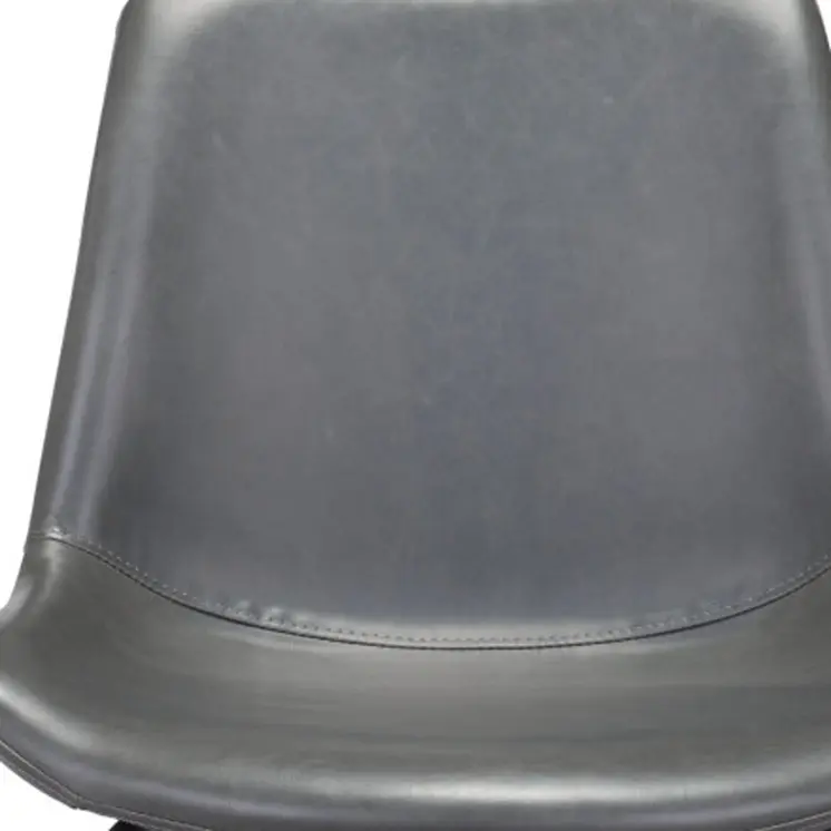 Set of Two Gray And Black Upholstered Faux Leather Dining Side Chairs