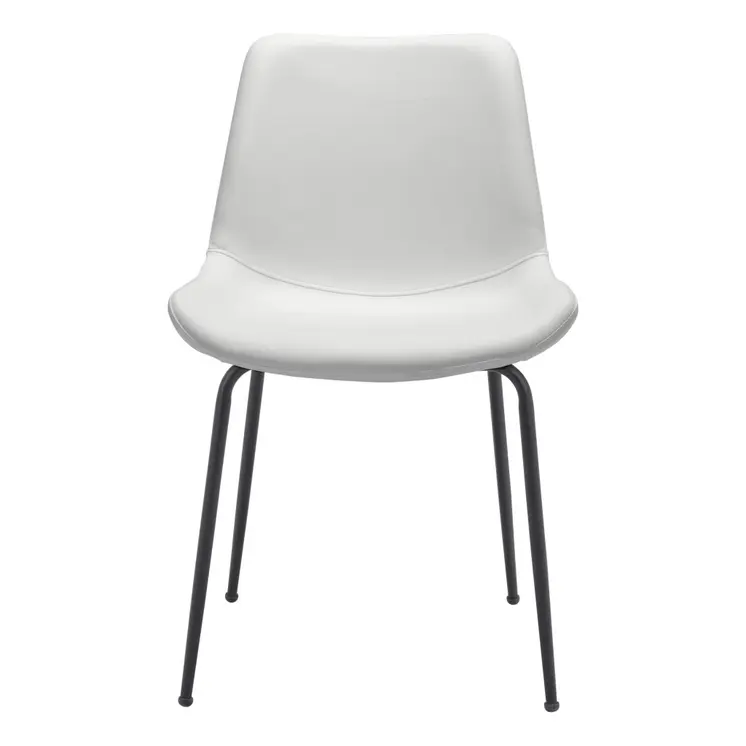 Set of Two White And Black Upholstered Faux Leather Dining Side Chairs