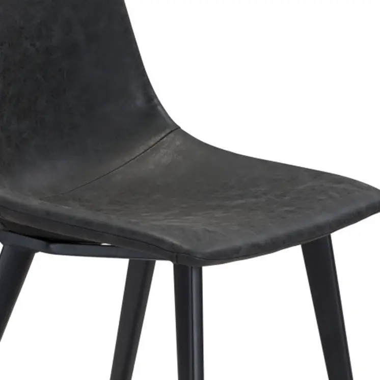 Set of Two Black Upholstered Faux Leather Dining Side chairs