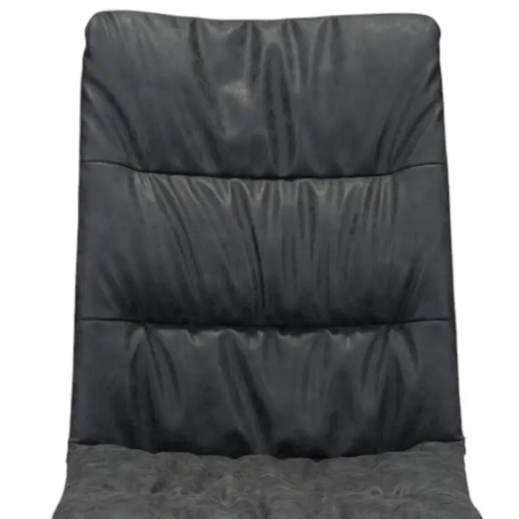 Set of Two Tufted Black Upholstered Faux Leather Dining Side Chairs