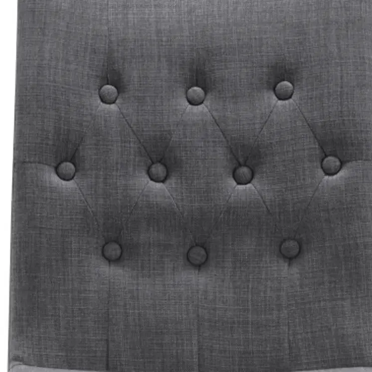 Set of Two Tufted Gray And Brown Upholstered Fabric Dining Side Chairs
