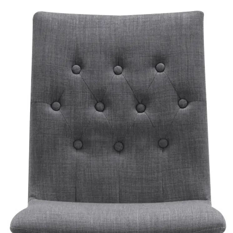 Set of Two Tufted Gray And Brown Upholstered Fabric Dining Side Chairs