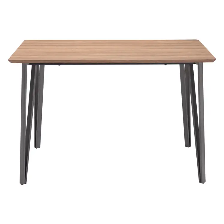 55" Brown And Gray Wood And Steel Dining Table
