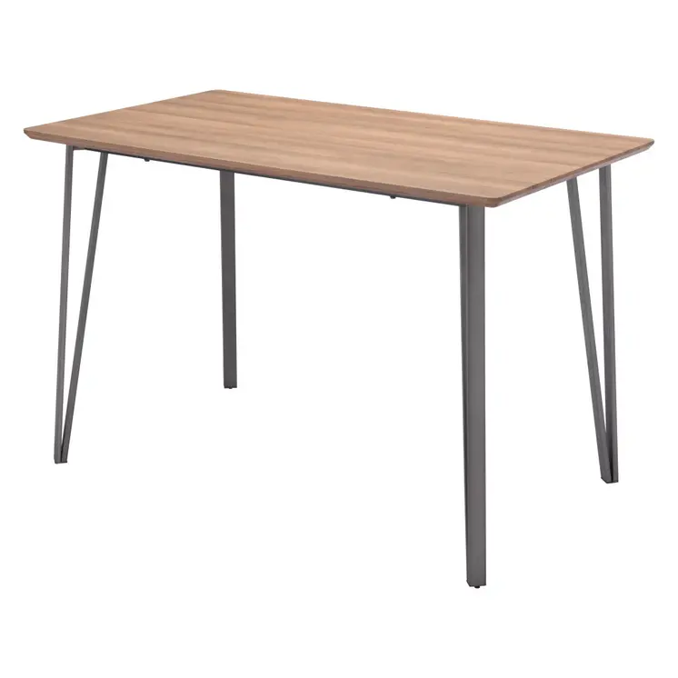 55" Brown And Gray Wood And Steel Dining Table