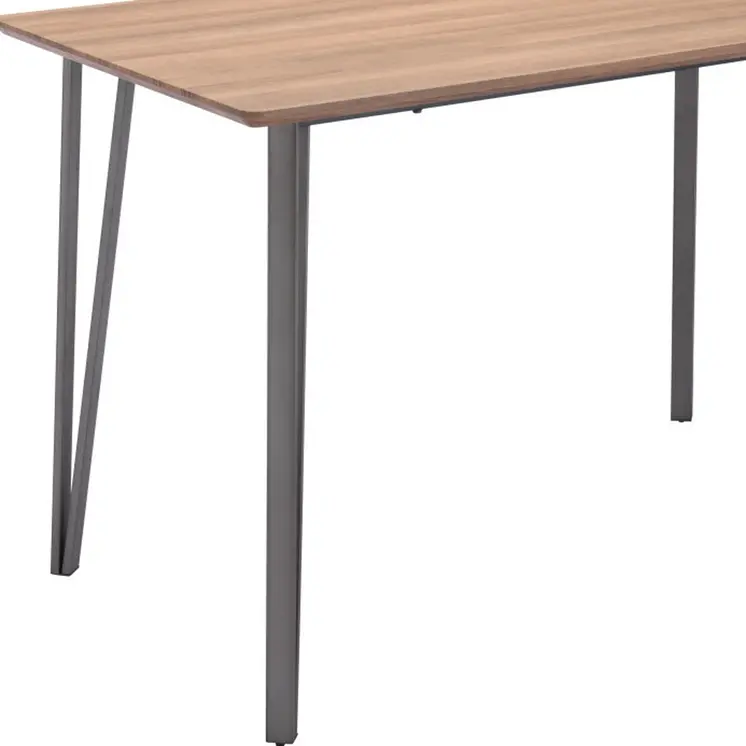 55" Brown And Gray Wood And Steel Dining Table