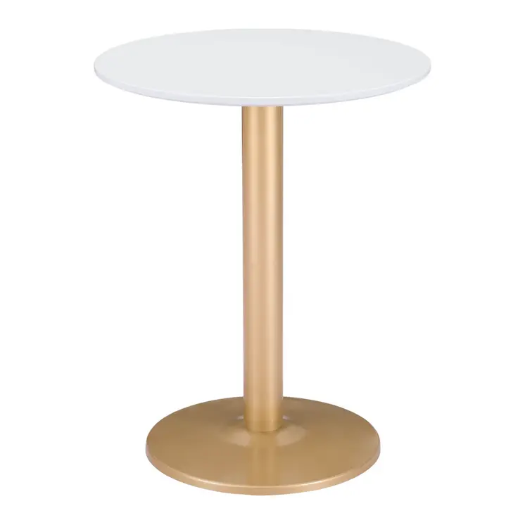 24" Gold And White Round End Table