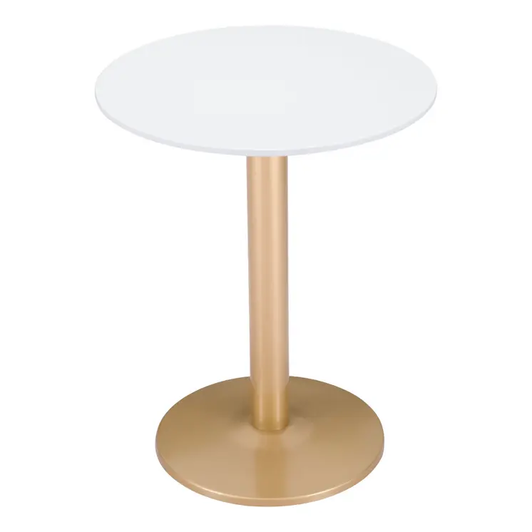 24" Gold And White Round End Table