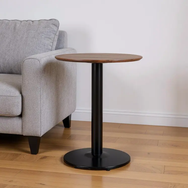 24" Black And Brown Round End Table