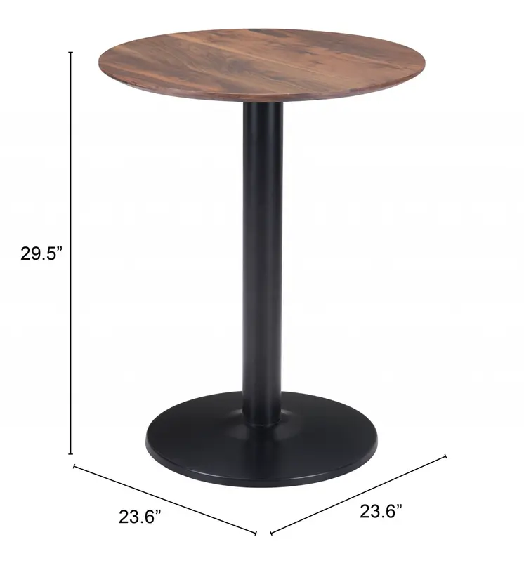 24" Black And Brown Round End Table