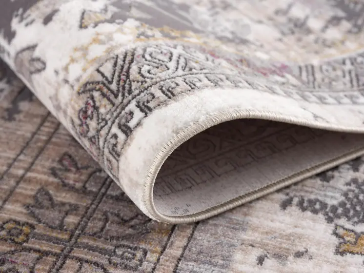 4' X 6' Gray and Ivory Oriental Power Loom Distressed Area Rug