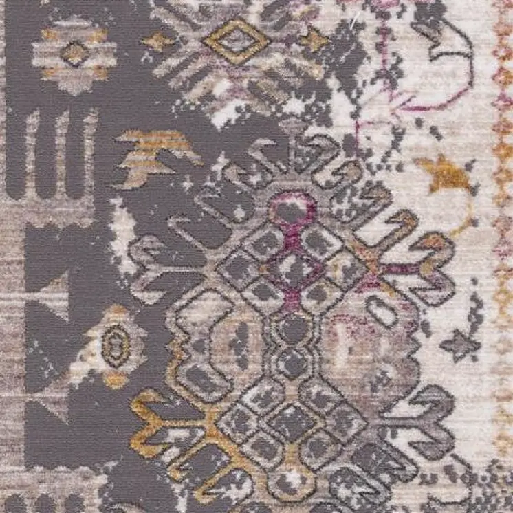5' X 8' Gray and Ivory Oriental Power Loom Area Rug