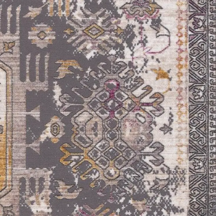 5' X 8' Gray and Ivory Oriental Power Loom Area Rug