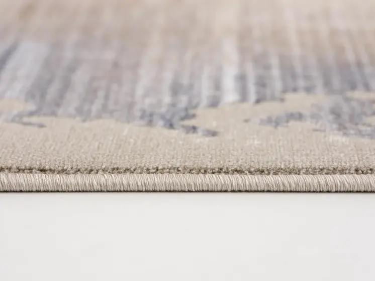 10' Beige And Blue Abstract Runner Rug