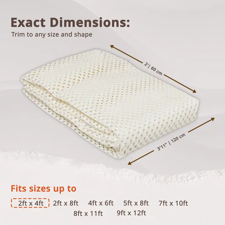 6' x 9' Ivory Striped Weave Non Slip Rug Pad