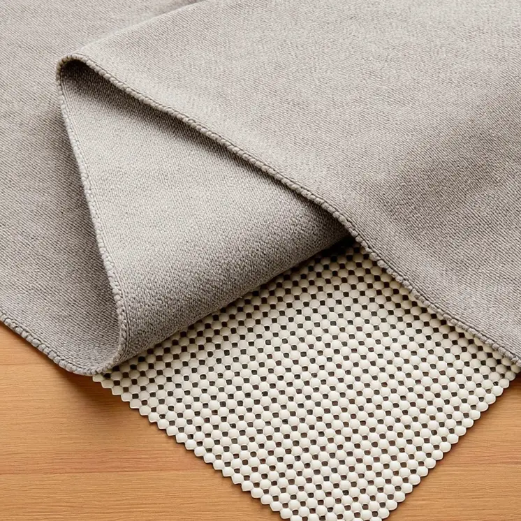 9' x 12' Ivory Striped Weave Non Slip Rug Pad