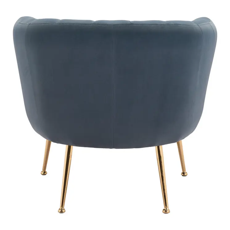30" Gray And Gold Velvet And Upholstered Tufted Club Chair