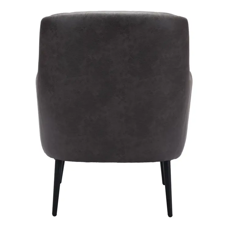 29" Black Faux Leather And Upholstered Tufted Chesterfield Chair