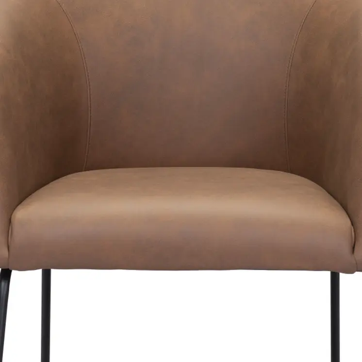28" Brown And Black Faux Leather And Upholstered Club Chair