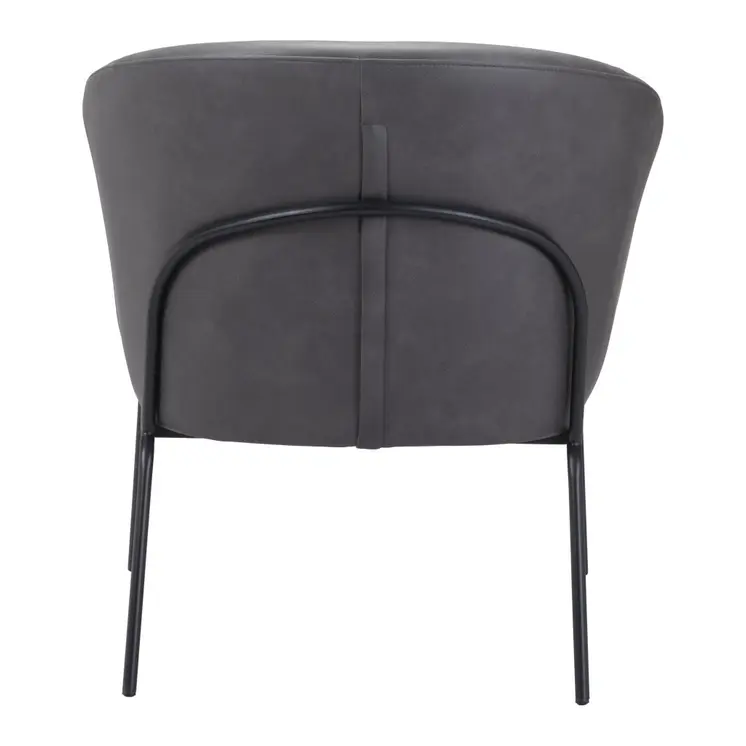 28" Gray And Black Faux Leather And Upholstered Club Chair