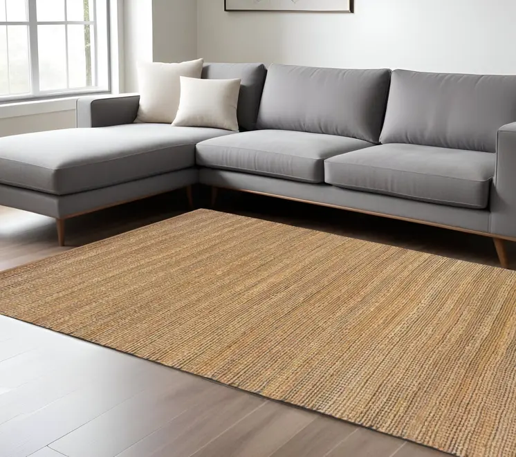 8' X 10' Brown Braided Jute Area Rug