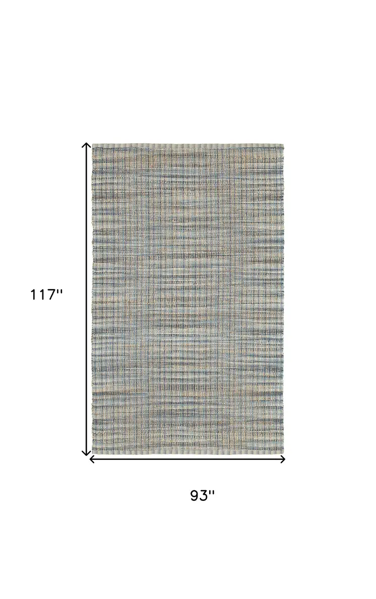 8' X 10' Blue and Ivory Hand Woven Area Rug