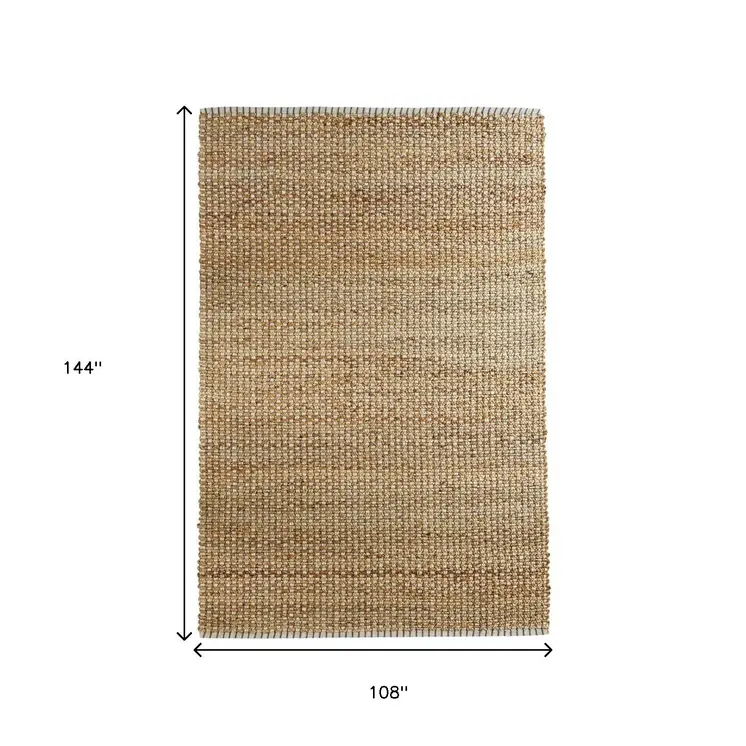 9' X 12' Natural Jute Hand Woven Area Rug