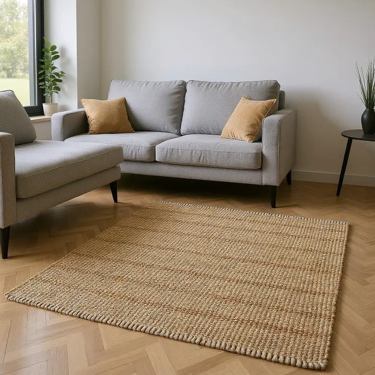 9' X 12' Natural Jute Hand Woven Area Rug