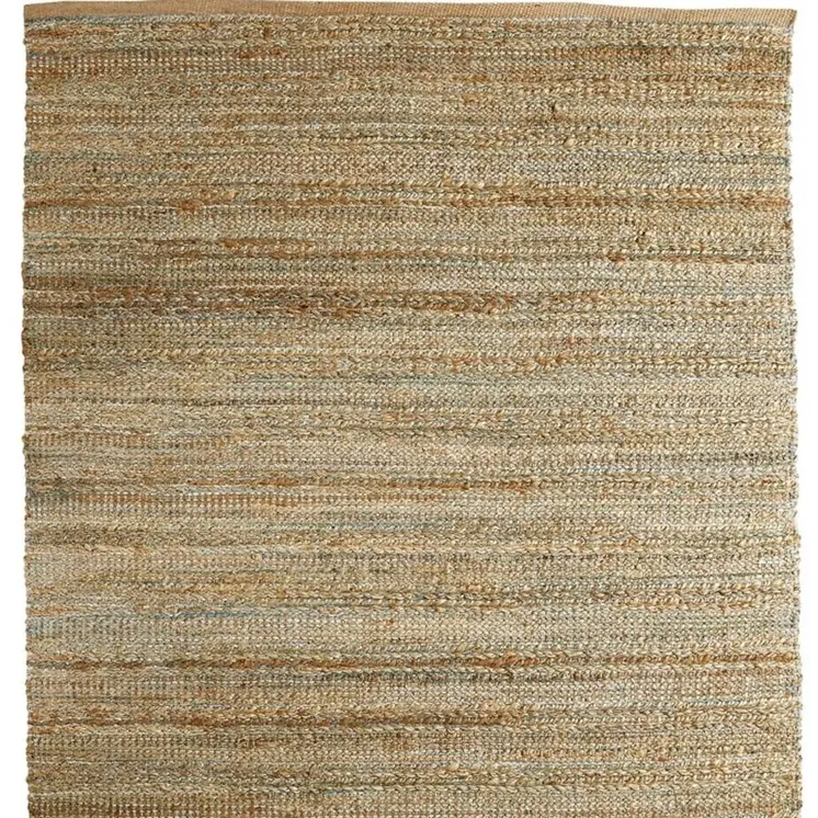 8' X 10' Teal and Natural Braided Jute Area Rug