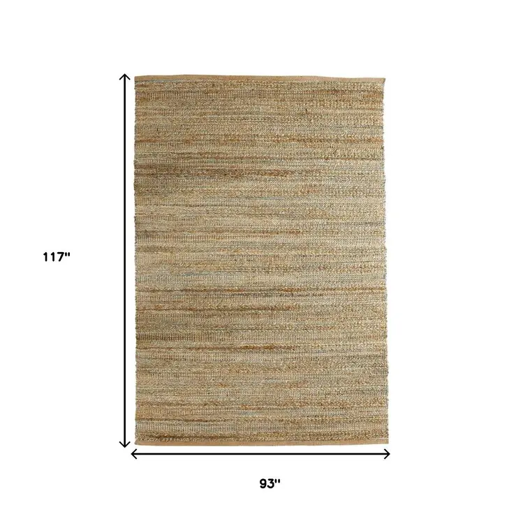 8' X 10' Teal and Natural Braided Jute Area Rug