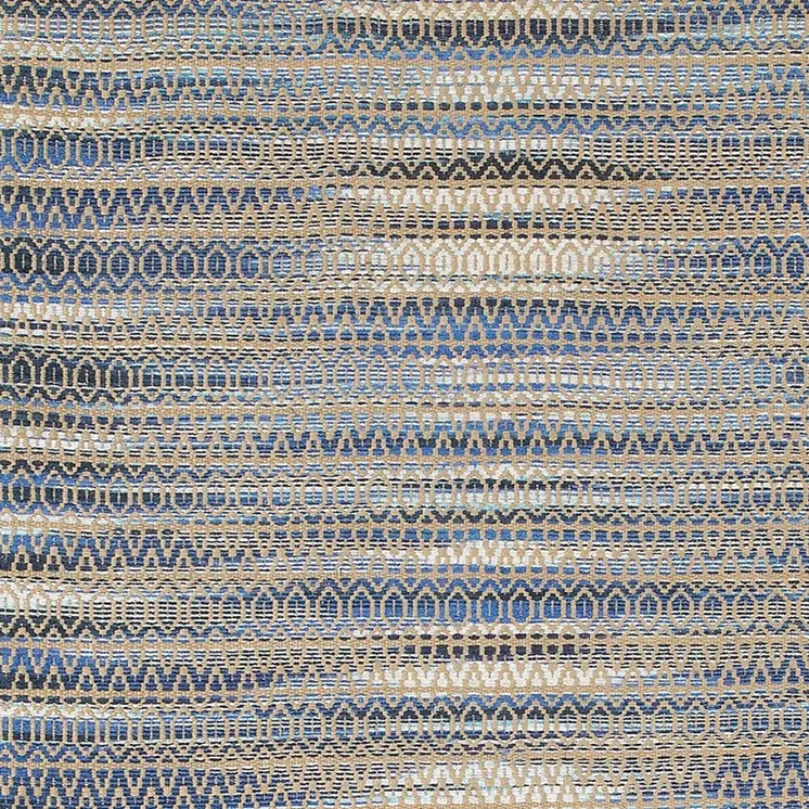 9' X 12' Round Navy and Tan Striated Area Rug