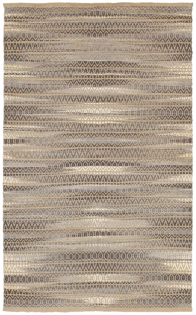 8' X 10' Gray and Tan Striated Runner Rug