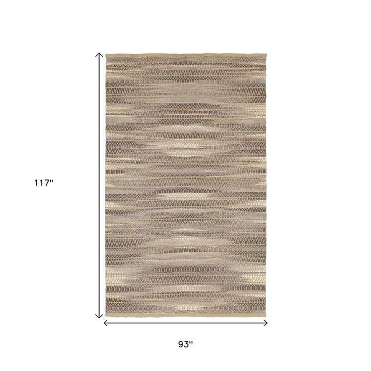 8' X 10' Gray and Tan Striated Runner Rug
