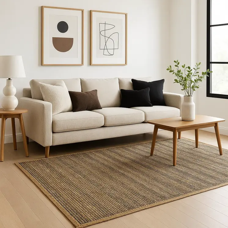 5' X 8' Natural Jute Hand Woven Area Rug
