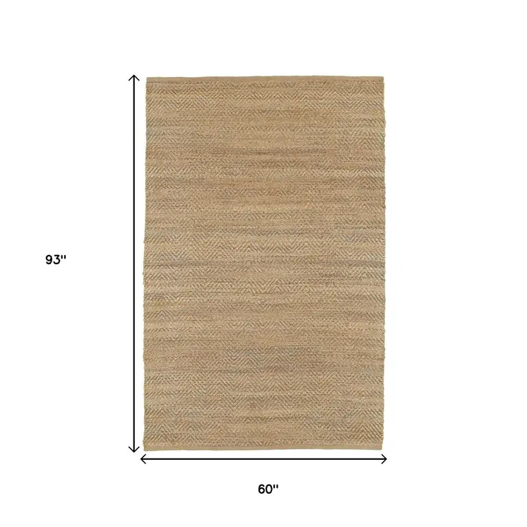5' X 8' Natural Jute Hand Woven Area Rug