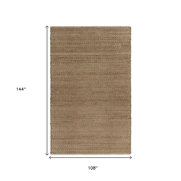 9' X 12' Natural Jute Hand Woven Area Rug
