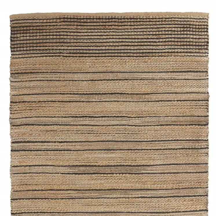 8' X 10' Tan And Black Jute Flatweave Handmade Area Rug