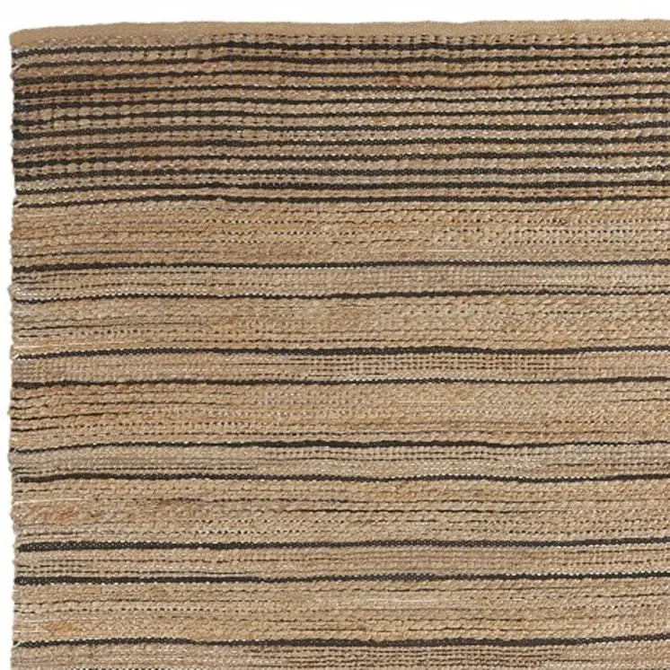 9' X 12' Tan And Black Jute Flatweave Handmade Area Rug