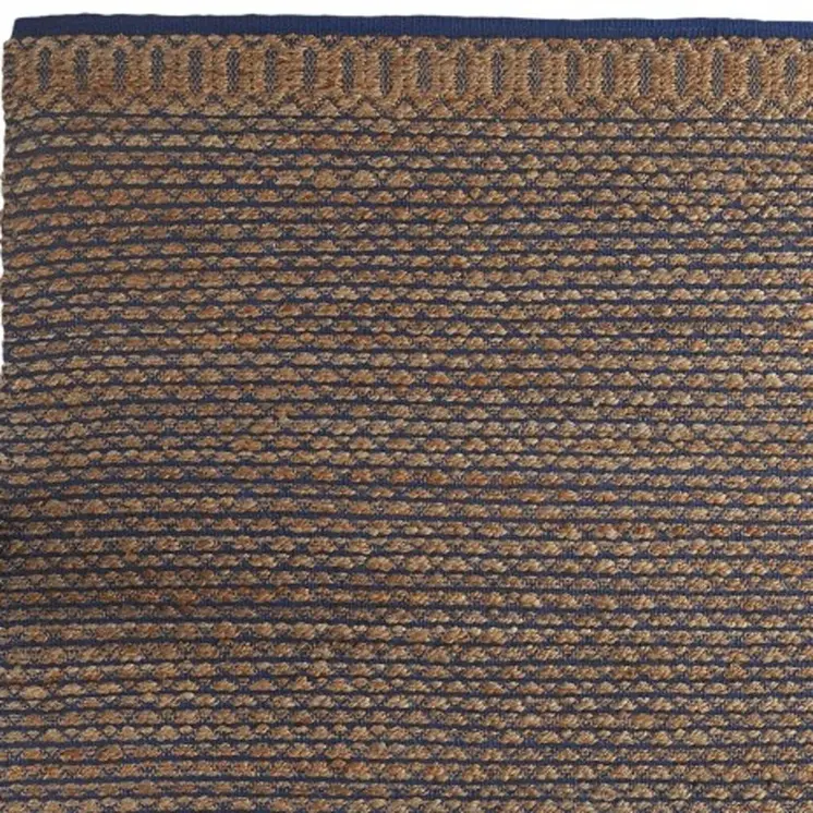 8' X 10' Tan and Blue Detailed Lattice Area Rug