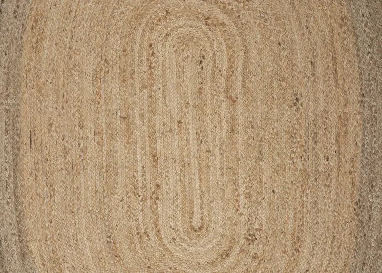 7' X 9' Natural Jute Hand Braided Oval Rug