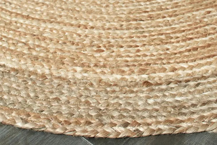 7' X 9' Natural Jute Hand Braided Oval Rug