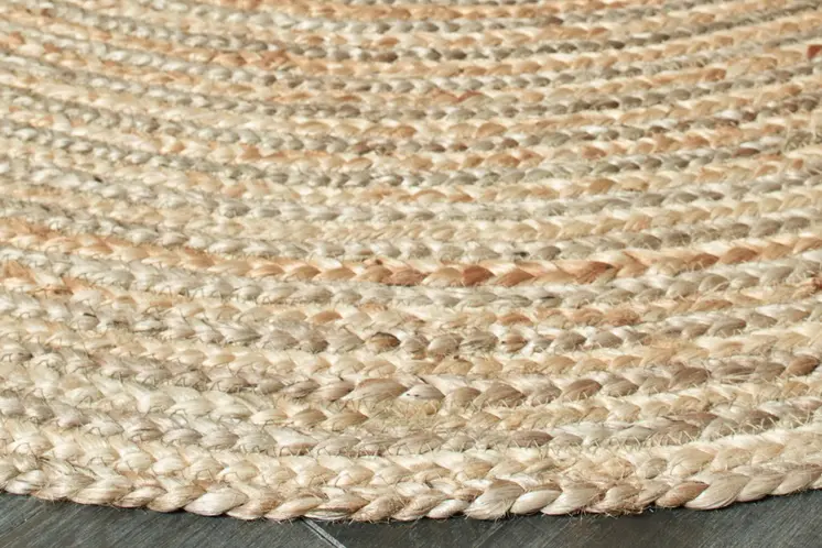 5' X 7' Natural Jute Hand Braided Oval Rug