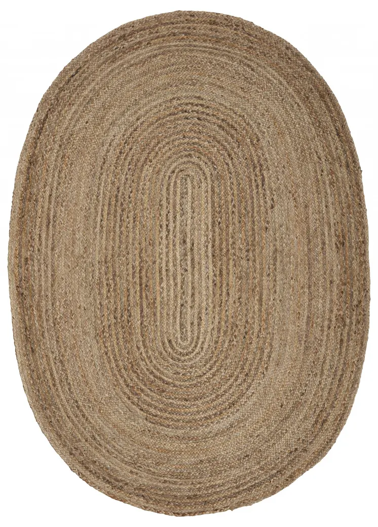 7' X 9' Natural Jute Hand Braided Oval Rug