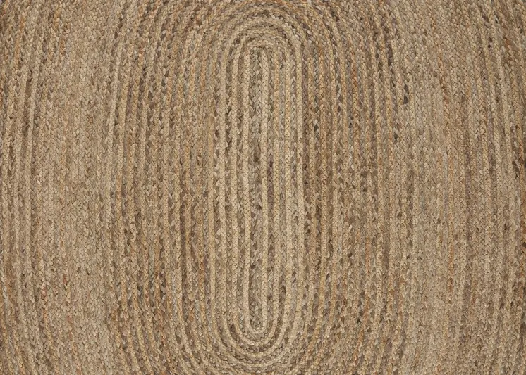 7' X 9' Natural Jute Hand Braided Oval Rug