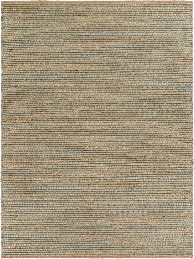 8' X 10' Tan and Blue Undertone Striated Area Rug