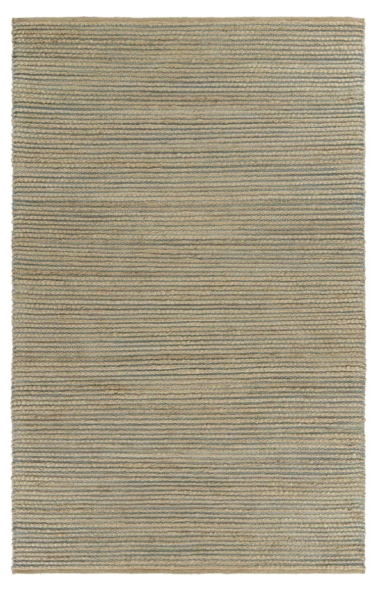 9' X 12' Tan and Blue Undertone Striated Area Rug