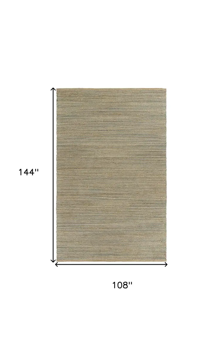 9' X 12' Tan and Blue Undertone Striated Area Rug