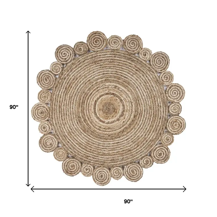 8’ Round Natural Coiled Area Rug